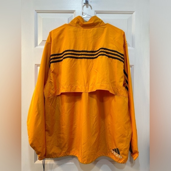 Vintage Adidas 1/4 Zip Sz Large Yellow Windbreaker Track Jacket Oversize Vented - Picture 2 of 10
